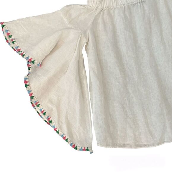 Zara Woman Boho White Linen Top Tassel Angel Wings Blouse Women’s Size XS - Picture 2 of 5